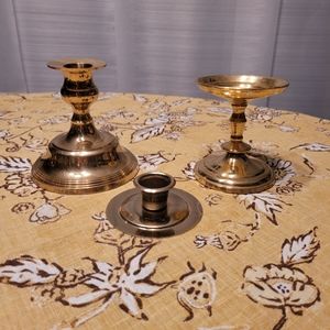 Cute Boho Brass Candle holders, 3 pc